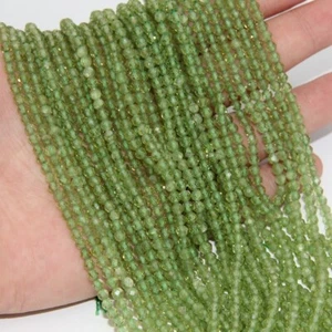 AAA+++ Natural Green Peridot Micro Faceted Round 2-3MM Tiny Gemstone Beads 12.5" - Picture 1 of 14