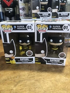 New Lot Of 2 Funko Pop DC Super Heroes Exclusive Batman #01 Batgirl #03 Vaulted - Picture 1 of 11