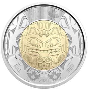 Moneda de Canadá Bill Reid Haida Grizzly Toonie 2020 de $2 sin color de rollo especial - Imagen 1 de 2
