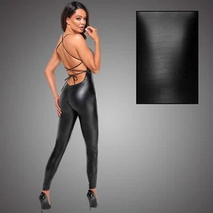 NOIR HANDMADE Croco Wetlook Jumpsuit Rückenfrei Kroko-Muster Schritt-RV CLUBWEAR - Bild 1 von 9