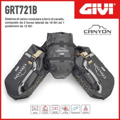 KIT BORSE MORBIDE ENDURO [GIVI] GRT721B CANYON 16+16+12 LT UNIVERSALI PER MOTO - Imagen 1 de 4