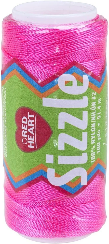 Hilo de cordón de ganchillo y macramé de nailon rosa brillante Red Heart Sizzle Foto 1 de 1