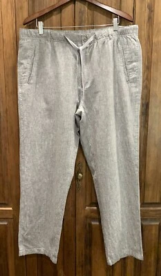 Tasso Elba Island Men’s Grey Linen Blend Drawstring Waist Pants Sz XL Waist 37+ - Image 1 of 4