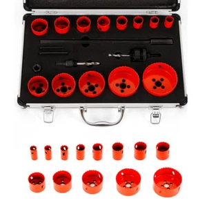 HSS Bi-Metall Dosenbohrer Bohrkronen Satz 19-76mm 17-tlg Lochs ge Set mit Koffer - Bild 1 von 16