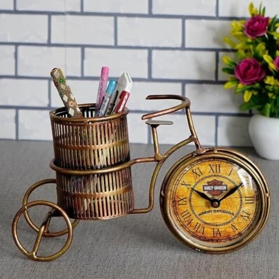 Iron Antique Pen Holder With Clock/Pen Holder For Office And Home Decoration, Go - Image 1 of 4