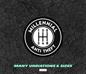 MILLENNIAL ANTI-THEFT Manual Gearbox - Sticker for Car Window, Bumper or other - Picture 1 of 13