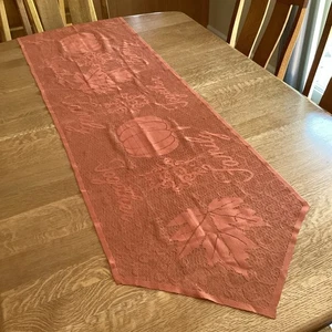 Fall Harvest Orange Table Runner 80” X 19.5 Family Together, Thanksgiving Autumn - Picture 1 of 9
