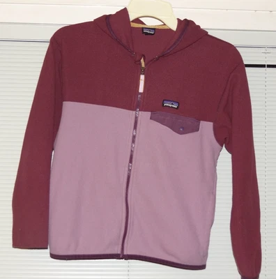 Chaqueta polar Patagonia Micro D Snap T para niñas 2 tonos ciruela cremallera con capucha L 12 Foto 1 de 4