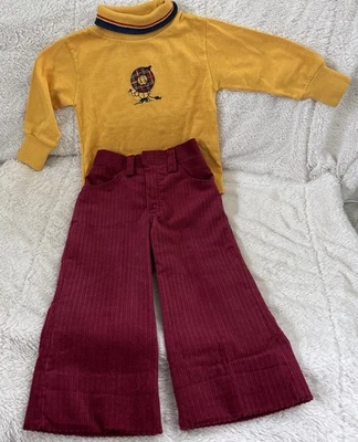 Conjunto vintage años 70 Health Tex 2T niños pana acampanados pantalones y cuello alto Foto 1 de 4