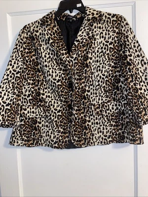 Chaqueta Blazer Notations 3X 2 Botones Estampado Animal Guepardo Manga 3/4 Bolsillos Foto 1 de 4