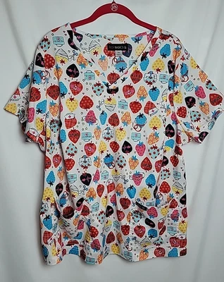 Koi Basics Women's 2x Berry Healthy Scrub Top - Image 1 of 4