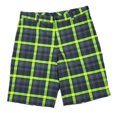 Nike Golf Dri Fit 12" Shorts Men's 36 Black Green Plaid - Image 1 of 4