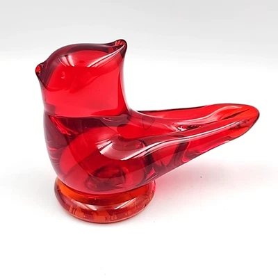Titan Art Glass Cardinal of Love Red Bird Paperweight Signed W Ward 1996 Vintage - Image 1 of 4