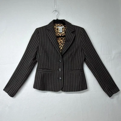 Blazer a rayas CAbi Style 364 forro de leopardo marrón chaqueta de carrera para mujer 6 Foto 1 de 4