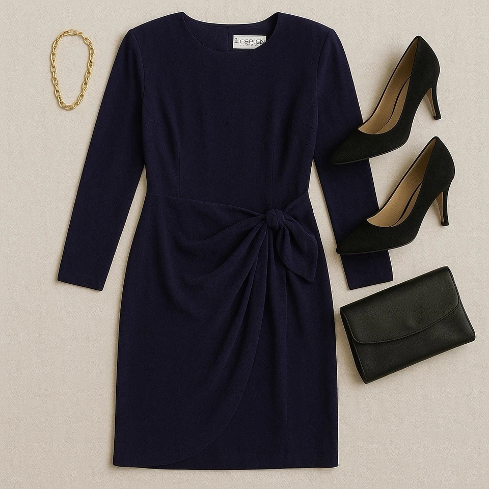 Vintage años 80 K.C. Vestido de cóctel Spencer morado con lazo talla 12 hecho en EE. UU. Foto 1 de 4