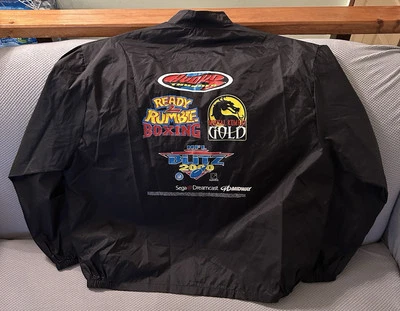 Jaqueta promocional masculina rara 1999 Y2K Sega Dreamcast XL preta náilon leve - Imagem 1 de 4