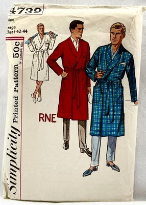 Bata de hombre 4739 con patrón de costura Simplicity años 60 talla grande 42-44 pecho de colección 17360 Foto 1 de 2
