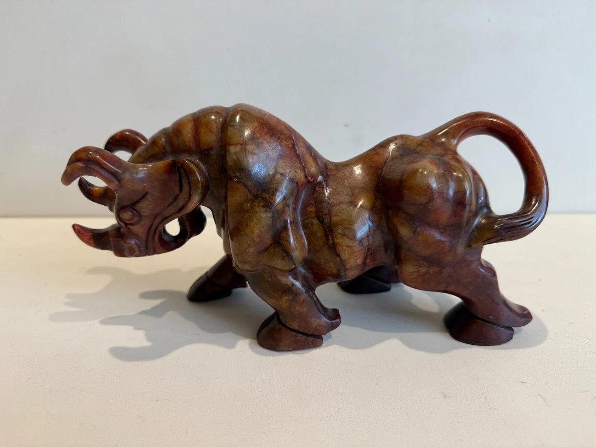 古董原始玉石古董中国牛雕像、雕像| eBay