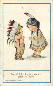 Postkarte Comic Indianer Say Chief Ich kenne einen Dandy Ort zum Löffeln Missouri - Bild 1 von 3