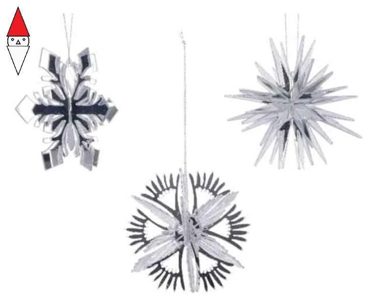 NATALE KAEMINGK FIOCCO DI NEVE DA APPENDERE ARGENTO IN ACRILICO 3ASS - Immagine 1 di 1
