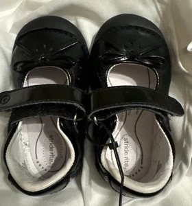 Stride Rite Mary Jane Dress Shoe Black US Toddler Girl's 4.5 Bow On Toe - Picture 1 of 7