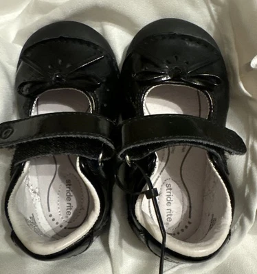 Zapato de Vestir Stride Rite Mary Jane Negro EE. UU. Niño Niña 4.5 Lazo en la Puntera Foto 1 de 4