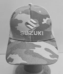 Suzuki Motorcycle Camo Camouflage Hat Cap Mesh Trucker Snapback New - Picture 1 of 11