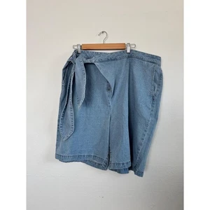 Eloquii Denim Wrap Side Tie Shorts 18 High Waist Plus Size Jorts Casual Summer - Picture 1 of 6