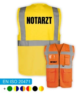 NOTARZT Warnweste | Sicherheitsweste mit Funktionstaschen PREMIUM - Bild 1 von 20