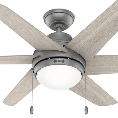 Ventilador de techo interior Hunte de 48 pulgadas informal plateado mate con cadena de luz y tracción Foto 1 de 4