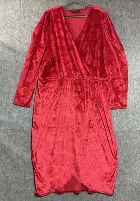 Lane Bryant Dress Womens Plus 26 28 Red Jacquard Stretch Maxi Christmas Holiday - Image 1 of 4