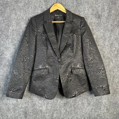 Blazer Elizabeth & James Avery Mujer 10 Negro Brocado Texturizado Elegante Minimalista Foto 1 de 4