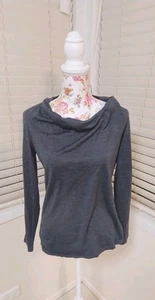 Sportscraft Dark Charcoal Grey 100% Merino Wool LS Cowl Neck Top Size S AU 10 - Picture 1 of 7