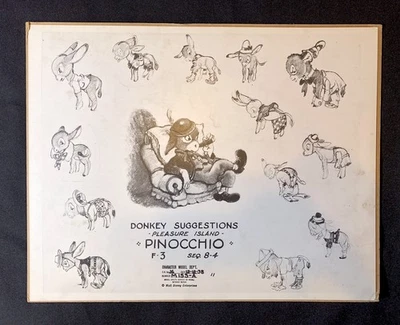 Hoja Modelo Original Disney PINOCHO Burro Sugerencias Isla del Placer 1938 Foto 1 de 4