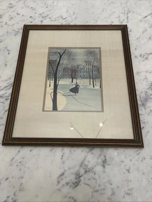 P Buckley Moss 1979 Подписанное Ограниченное Издание Редкая Рамка Печать Маяк Хилл Бостон /900 - Изображение 1 из 4