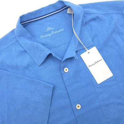 Camisa de campamento Tommy Bahama para hombre Tropic Isles manga corta 100 % seda azul talla XL NUEVA CON ETIQUETAS Foto 1 de 4