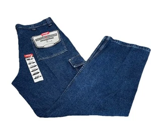 New Wrangler Silver Edition Mens Cargo Jeans Baggy Fit 36x32 Blue Made In USA - Picture 1 of 14