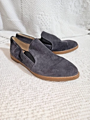 Mocassins femininos Nine West Quinko camurça 8,5M cinza slip on couro - Imagem 1 de 4