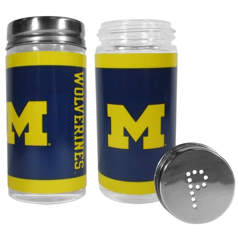 Michigan Wolverines Glass Salt and Pepper Shakers [NEW] Cook Tailgate Kitchen Cover