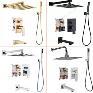 Shower Faucet Set Wall Mount Rainfall Shower Head Combo Tub Spout w/Mixer Valve - Picture 1 of 132