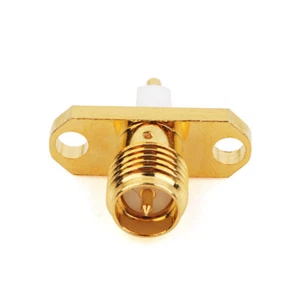 2x RP-SMA Female Bulkhead 2 Hole Flange Mount Solder Terminal Coaxial Connector - Picture 1 of 2