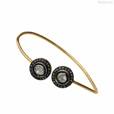 Brazalete Brazalete Brazalete de Diseñador Natural Polki y Pavé Diamante Rebanada Joyería Elegante Foto 1 de 4