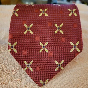 Corbata Ermenegildo Zegna Seda 3 3/4" × 59" Borgoña Oro Geométrica Corbata de Lujo - Imagen 1 de 3