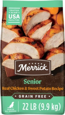 Merrick Grain-Free Senior Dry Dog Food Real Chicken & Sweet Potato Recipe, 22-lb