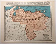 1944 Vintage VENEZUELA Map Antique New World Atlas & Gazetteer Collier