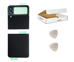 Replacement Fit Galaxy Z Flip3 Black Top Bottom Back Glass Camera Frame Cover - Picture 1 of 3