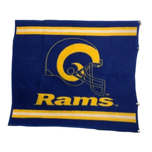 VTG Biederlack Rams Football Blanket 58”x49” USA Made Plush Acrylic Throw - Picture 1 of 6
