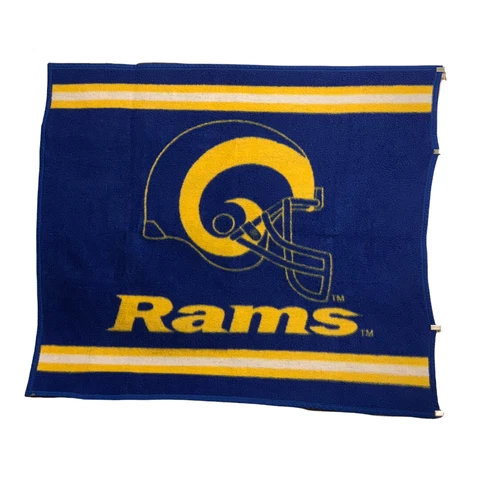 Rams Football Biederlack Blanket 58" x 49" USA Plush Soft Acrylic VTG Cover