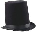 Adult Black Felt Tall Stove Pipe Lincoln Dickens Victorian Willy Wonka Black Hat