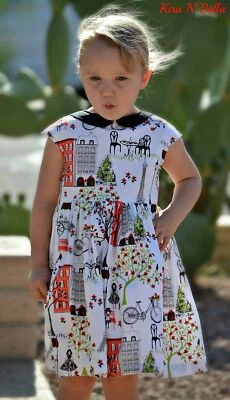 White Black Red Paris Cafe Collar Dress Size 6/7 Handmade - Image 1 of 4